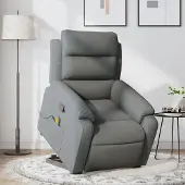 Prolenta Maison Exclusive - Massagesessel mit Aufstehhilfe Dunkelgrau Stoff