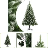 The Living Store Künstlicher Weihnachtsbaum Klappbar Beschneit 180 cm