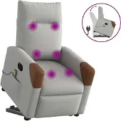 Prolenta Maison Exclusive - Massagesessel mit Aufstehhilfe Wolkengrau Stoff