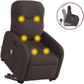 Syfax Massagesessel mit Aufstehhilfe Dunkelbraun Stoff
