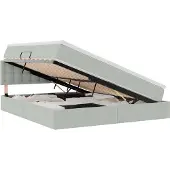 Syfax Aufbewahrungsbett mit Matratze Hellgrau 180 x 200 cm Samt