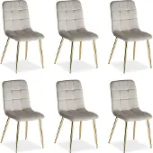 Homestyle4u Esszimmerstühle 6er Set Samt Gold Grau Polsterstuhl Polstersessel Küchenstuhl Metall
