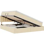 Syfax Aufbewahrungsbett mit Matratze Creme 160 x 200 cm Holzwerkstoff