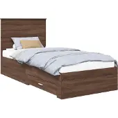 Syfax Bettrahmen Braune Eiche und Silber 75 x 190 cm Holzwerkstoff