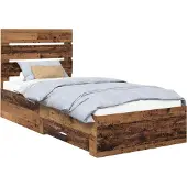 Syfax Bettrahmen mit Schubladen Altholz 100 x 200 cm Holzwerkstoff