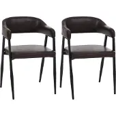 Mendler 2er-Set Esszimmerstuhl MCW-P29, Küchenstuhl Lehnstuhl Polsterstuhl, Industrial Retro Vintage Kunstleder dunkelbraun