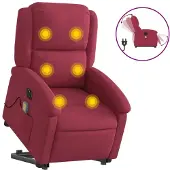 Syfax Massagesessel mit Aufstehhilfe Elektrisch Weinrot Samt