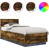 Syfax Bettrahmen Geräucherte Eiche 90 x 190 cm Holzwerkstoff