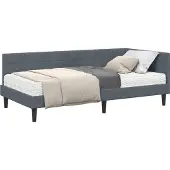 Syfax Eckbettgestell mit Matratze mit Kopfteil 2 pcs Grau Samt