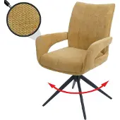 Mendler Esszimmerstuhl MCW-O78, Küchenstuhl Stuhl, drehbar Auto-Return, Stoff/Textil Chenille (310g/m²) senfgelb