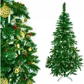 Zolta Künstlicher Weihnachtsbaum, naturgetreu, 200cm, Kiefer, Fichte, dicht, Zapfen, beschneiter Ständer