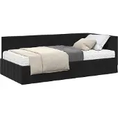Syfax Eckbettgestell mit Matratze mit Kopfteil 2 pcs Schwarz Samt