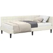 Syfax Eckbettgestell mit Matratze mit Kopfteil 2 pcs Creme Samt