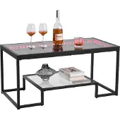 Vevor Couchtisch Beistelltisch aus gehärtetem Glas mit Beleuchtung