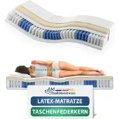 AM Qualitätsmatratzen | Latex-Taschenfederkernmatratze 80x200 cm - H3 - Germany