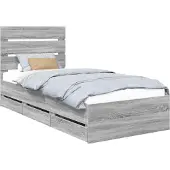 Syfax Bettrahmen mit Kopfteil Sonoma-Grau 90 x 190 cm Ingenieurs Holz