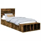 Syfax Bettrahmen Geräucherte Eiche 90 x 190 cm Holzwerkstoff