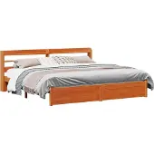 Syfax Bettrahmen mit Kopfteil 2 pcs Wachsbraun Massivholz Kiefer
