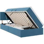 Syfax Aufbewahrungsbett mit Matratze Dunkelblau 90 x 200 cm Samt