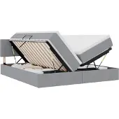 vidaXL LED-Speicherbett mit Matratze Hellgrau 180 x 200 cm Stoff