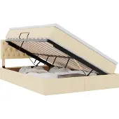 Syfax Aufbewahrungsbett mit Matratze Creme 140 x 200 cm Holzwerkstoff
