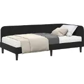 Syfax Eckbettgestell Schwarz 90 x 200 cm Samt