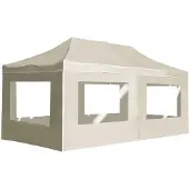 The Living Store Profi-Partyzelt Faltbar mit Wänden Aluminium 6×3m Creme