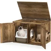 Costway 80x54x53,5 cm Katzenschrank, Katzentoilette mit Doppeltür, Trennwand, Katzenhaus, Katzenklo Schrank für Innenräume, Katzenmöbel für Katzen