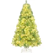 Costway 180cm Künstlicher Weihnachtsbaum mit warmweißen LEDs, 8 Modi & Metallständer, Tannenbaum, Christbaum, Kunstbaum Weihnachten für Zuhause