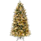 Costway 180cm Künstlicher Weihnachtsbaum, Tannenbaum mit 270 warmweißen LEDs, 8 Modi, 806 PE-, PVC- & PET-Zweigspitzen, Kunstbaum Christbaum