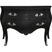 Casa Padrino Barock Kommode im Antik Stil Schwarz mit Glitzerlook, 120 x 52 x 85 cm