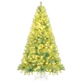 Costway 225cm Künstlicher Weihnachtsbaum mit warmweißen LEDs, 8 Modi & Metallständer, Tannenbaum, Christbaum, Kunstbaum Weihnachten für Zuhause