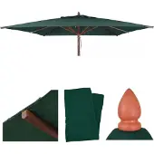 Mendler Ersatz-Bezug für Gastronomie Holz-Sonnenschirm MCW-C57b, Sonnenschirmbezug, eckig 3x3m Polyester dunkelgrün
