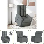 The Living Store Relaxsessel mit Aufstehhilfe Dunkelgrau Stoff