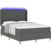 Syfax Boxspringbett mit LED-Lichtleisten Grau 140 x 200 cm Stoff