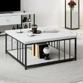 Dmora Couchtisch Ankaa 90x90x40h cm Weiß, Zeitschriftenablage