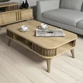 Dmora Couchtisch Kocab 105x60x34,6h cm Braun mit Magazinhalter