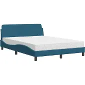 Syfax Bett mit Matratze "Dover" Blau 140x190 cm Samt