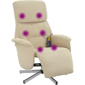 Syfax Massagesessel mit Fußteil Creme Stoff