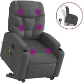 Syfax Massagesessel mit Aufstehhilfe Dunkelgrau Stoff