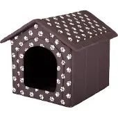 TexCorp Doggy Hundehütte Hundehöhle Hundebett Hundehaus Katzenhöhle mittle M - 44 x 38 cm braun mit Pfoten