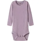 Name it Body l/ä - Noos - Rib - NbfKab - Lavender Grau - - 50 - Body L/Ä