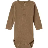 Name it Body l/ä - Rib - NbmKab - Geröstet Coconut/Melange - - 74 - Body L/Ä