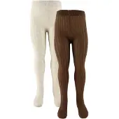 Minymo Strumpfhosen - 2er-Pack - Solid Rib - Drossel - - 128/134 - Strumpfhosen