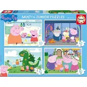Educa Peppa Pig Puzzle-Set - 4 Kinderpuzzles - 20 bis 80 Teile