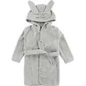 Pippi Baby Bademantel - Grau m. Kaninchen - - 122/128 - Bademäntel