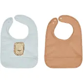 OYOY Lätzchen - 2er-Pack - Lobo Lion - Caramel/Ice Blue - - One Size - Lätzchen