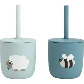 Done by Deer Tiny Farm Silikon 2er-pack Becher Mit Strohhalmen