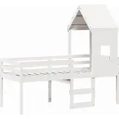 Syfax Hochbett mit Dach Weiß 80x200 cm Massivholz Kiefer