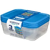 Sistema Aufbewahrungsboxen - 3er-Pack - Nest It - 1,5 L - Blau - - One Size - Brotdosen